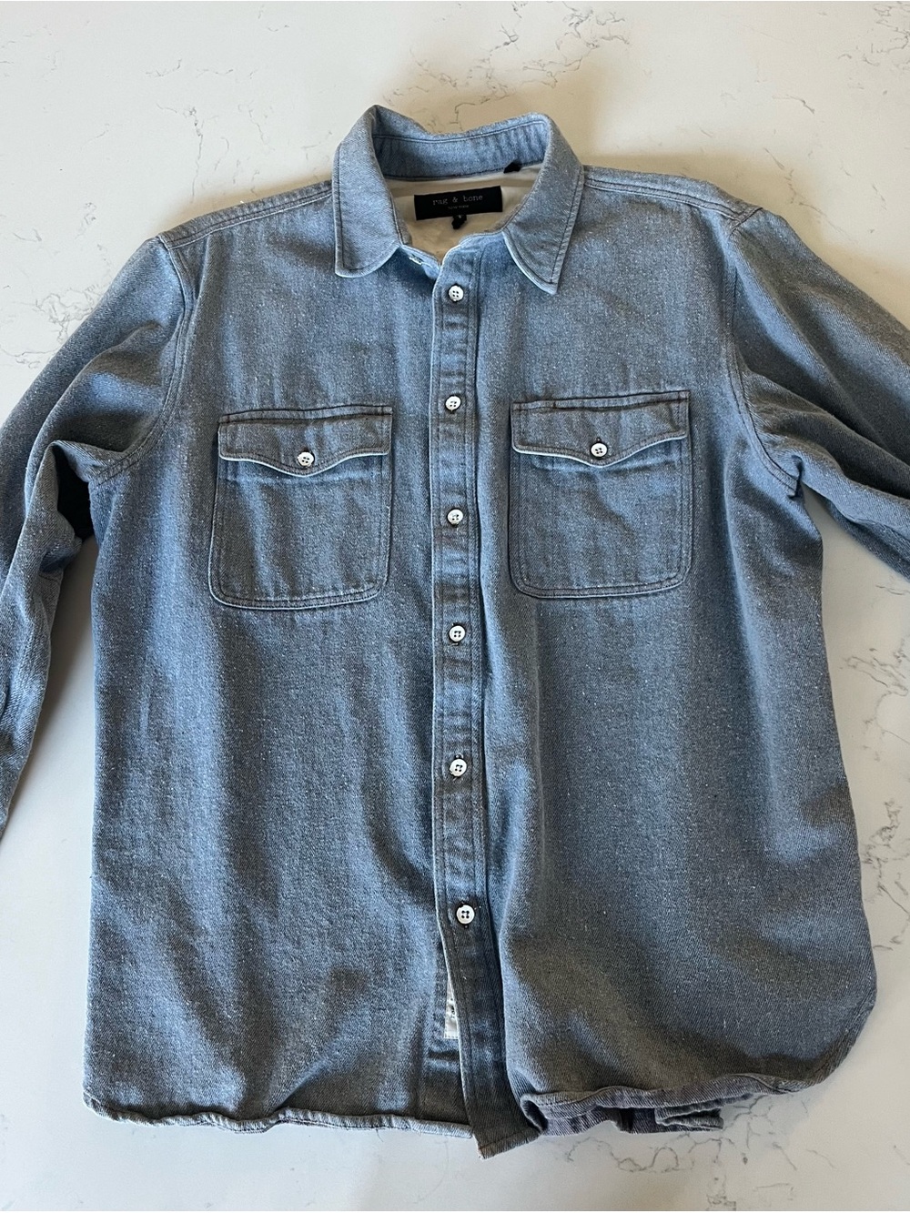 rag & bone Men's Light Denim Button-Down Shirt